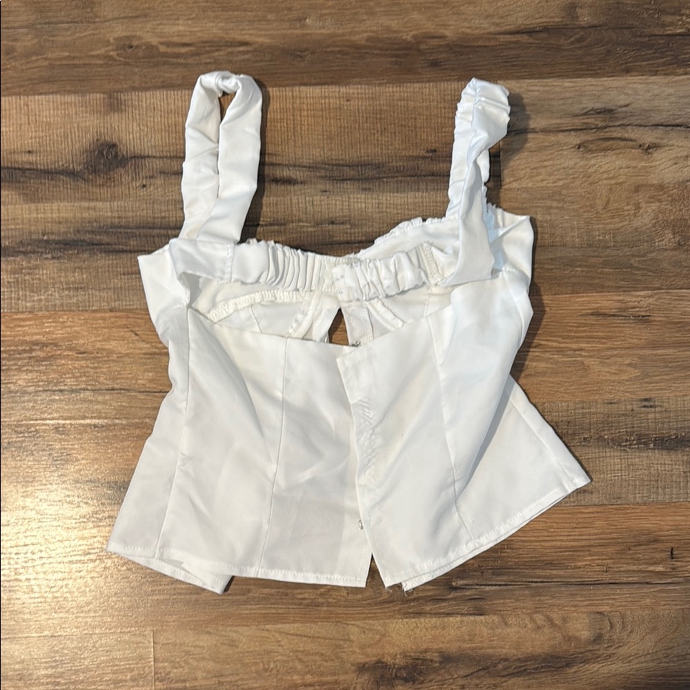 White Ruched Strap Top - Picture 2 of 3